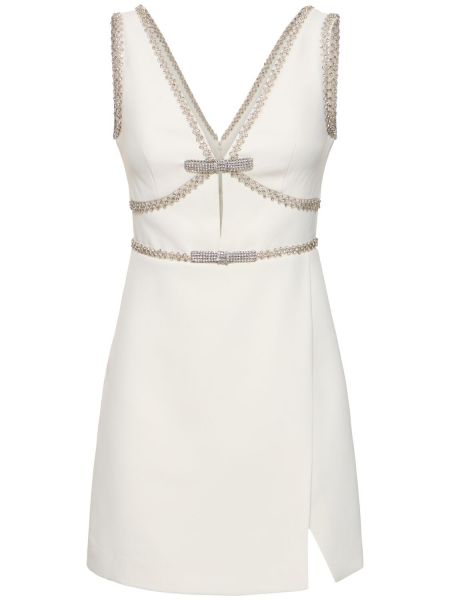 Μini φόρεμα από κρεπ Self-portrait λευκό