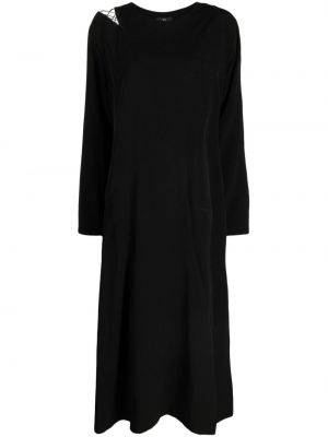 Rochie midi cu șireturi asimetrică din dantelă Y's negru