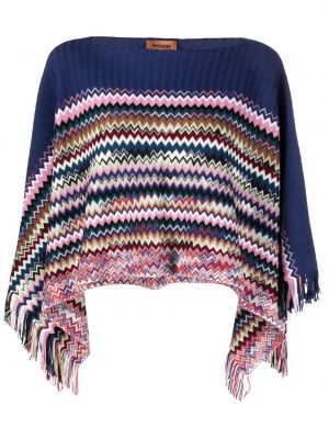 Strikke poncho Missoni blå