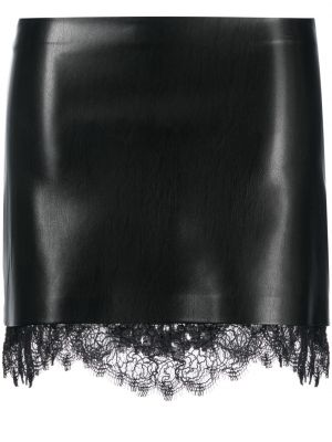 Kožená sukně s vysokým pasem na zip z polyesteru Alice + Olivia - černá