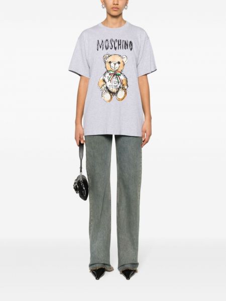 T-shirt aus baumwoll mit print Moschino grau
