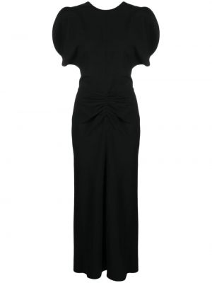 Midi obleka iz krep tkanine Victoria Beckham črna