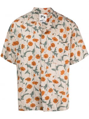 Lanena srajca s cvetličnim vzorcem s potiskom President's
