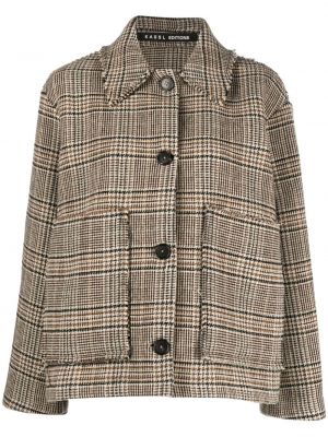 Oversized jakna s karirastim vzorcem Kassl Editions rjava