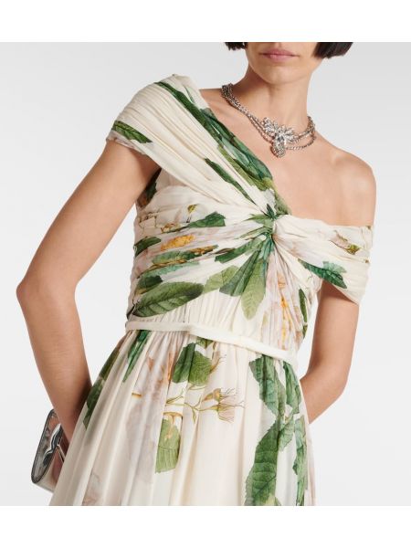 Rochie lunga de mătase cu model floral Giambattista Valli