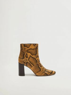 Kotníkové boty s hadím vzorem Mango hnědé