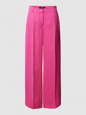Lniane spodnie z wysoką talią Weekend Max Mara różowe
