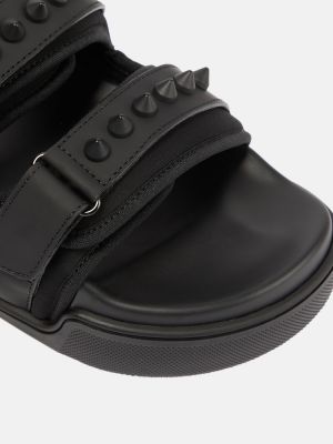 Кожени сандали без ток Christian Louboutin черно