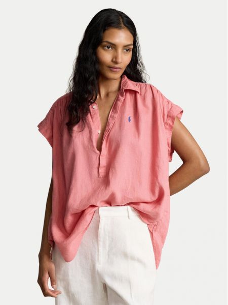 Voľná priliehavá košeľa Polo Ralph Lauren ružová