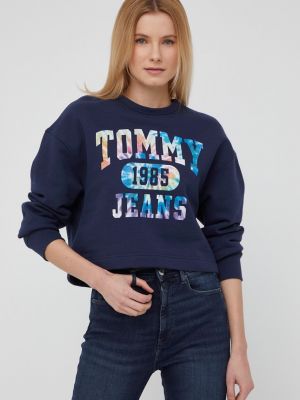 Hanorac cu fermoar din bumbac Tommy Jeans albastru