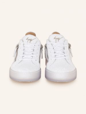 Sneakersy z cekinami Giuseppe Zanotti Design białe