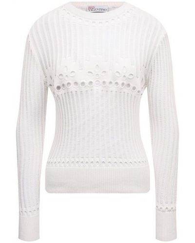 Хлопковый пуловер Redvalentino, белый