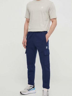 Карго панталони с апликация Adidas Originals синьо