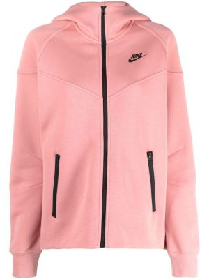 Cipzáras kapucnis melegítő felső nyomtatás Nike rózsaszín