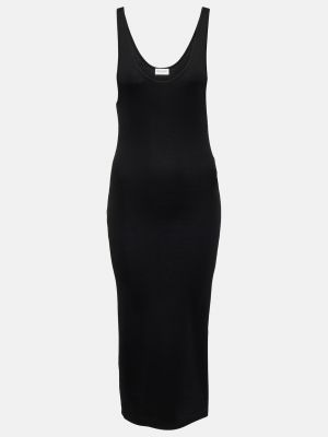 Шелковое платье миди Saint Laurent черное