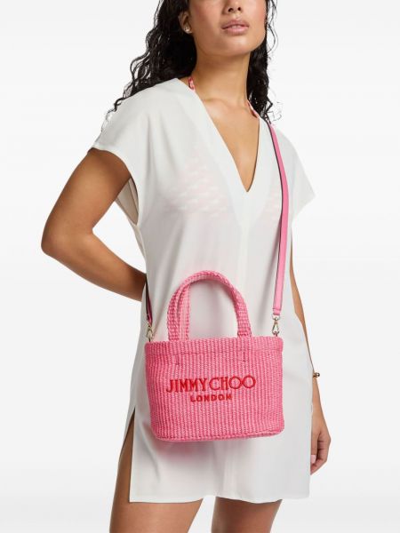Haftowana torba plażowa Jimmy Choo różowa