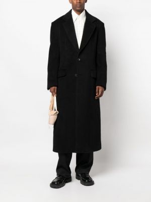 Moherowy płaszcz wełniany Mm6 Maison Margiela czarny