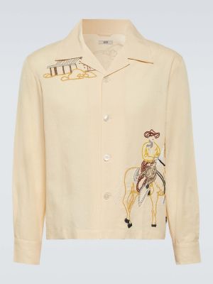 Camisa de lino de algodón Bode beige