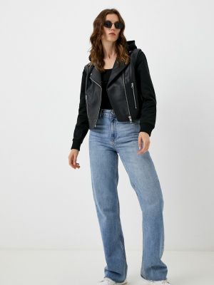 Кожаная джинсовая куртка Calvin Klein Jeans черная