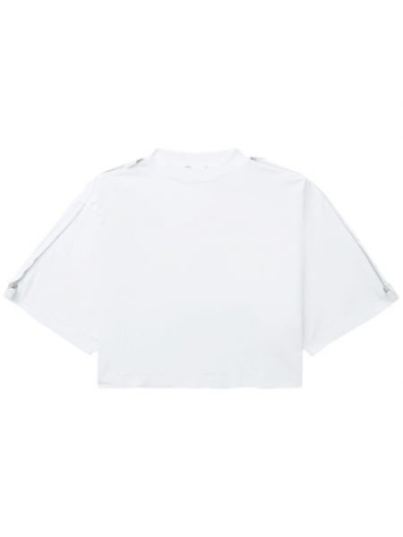 Kokvilnas t-krekls ar rāvējslēdzēju Toga balts