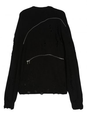 Dzianinowy sweter z przetarciami Heliot Emil czarny