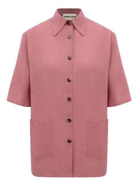 Хлопковая льняная рубашка 5preview розовая