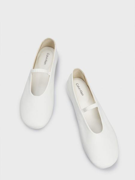 Белые кожаные балетки Calvin Klein