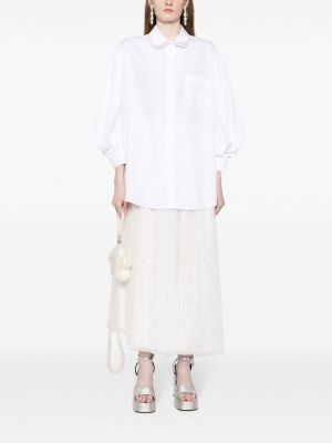 Koszula z perełkami bawełniana Simone Rocha biała