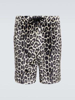 Saténové šortky s potlačou s leopardím vzorom Tom Ford