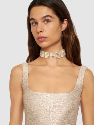 Ogrlica z perlami s kristali Alessandra Rich bela
