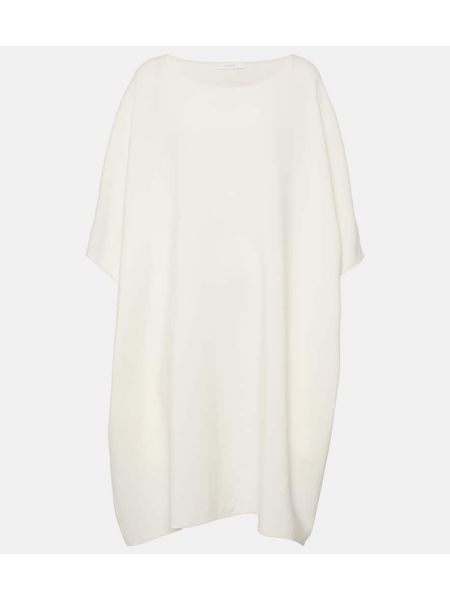 Jedwabna sukienka midi wełniana oversize The Row biała