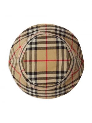 Kostkovaný bavlněný klobouk Burberry béžový