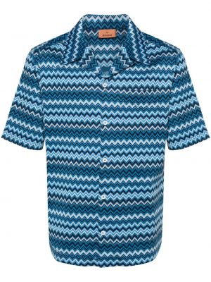 Βαμβακερό πουκάμισο Missoni μπλε