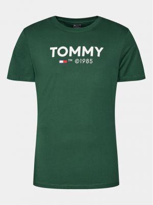 Slim fit tričko Tommy Jeans zelené