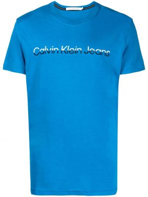 Kerek nyakú póló nyomtatás Calvin Klein kék