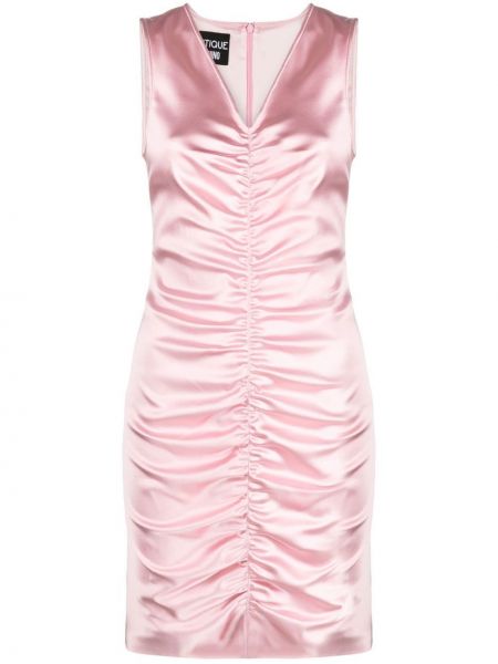 Sukienka mini z dekoltem w serek Boutique Moschino różowa
