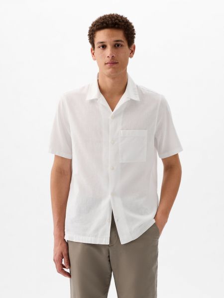 Λινό πουκάμισο Gap λευκό