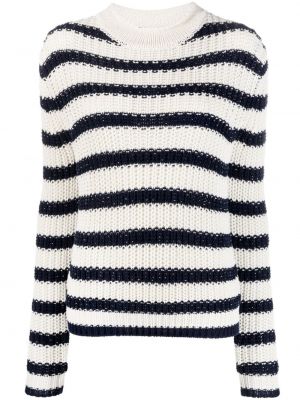 Плетен пуловер на райета Ralph Lauren Collection бяло