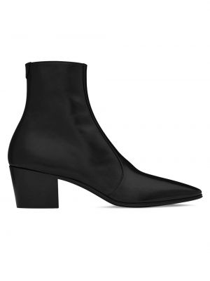 Кожаные ботинки на молнии Saint Laurent черные