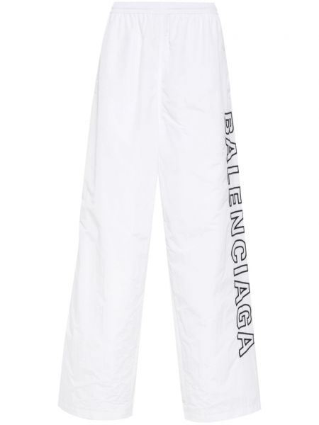Pantaloni sport cu broderie Balenciaga alb