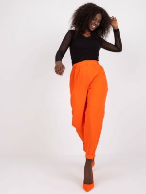 Pantaloni cu picior drept Fashionhunters portocaliu