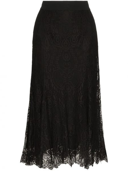 Midi φούστα με δαντέλα Dolce & Gabbana μαύρο