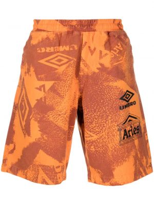 Shorts de sport à imprimé Aries orange