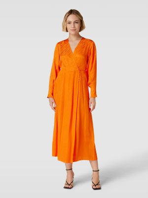 Sukienka długa z wiskozy Selected Femme pomarańczowa