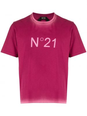 Bavlnené tričko s potlačou N°21 fialová