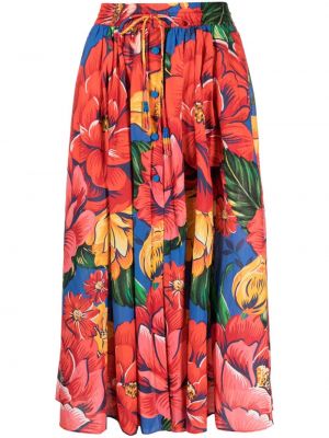 Φλοράλ βαμβακερή midi φούστα με σχέδιο Farm Rio κόκκινο