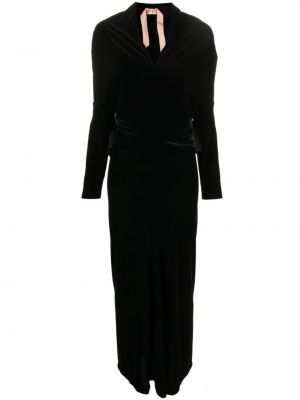 Rochie lunga de catifea cu decolteu în v N°21 negru