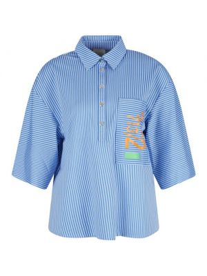 Рубашка в полоску свободного кроя с карманами Sportalm голубая