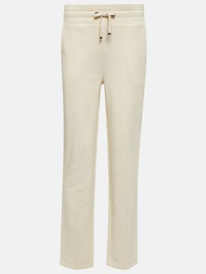 Bavlnené teplákové nohavice s vysokým pásom Bogner biela