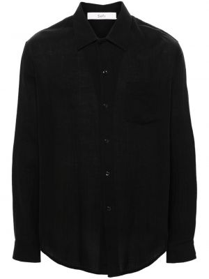 Bombažna srajca iz krep tkanine Séfr črna
